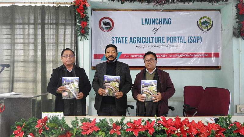 Ben Yanthan, Director of Agriculture with agriculture department officials during the launching of State Agriculture Portal in Kohima on December 8. (Morung Photo)
